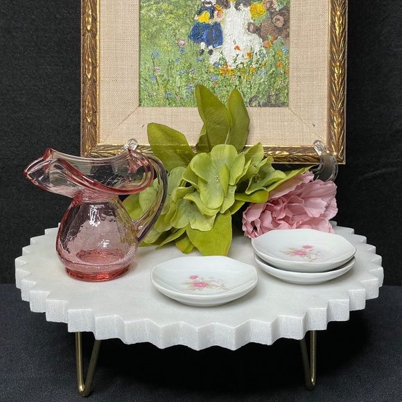 Vintage Cranberry Hand Blown Crackle Glass Creamer (Dorchester) - Picture 2 of 5